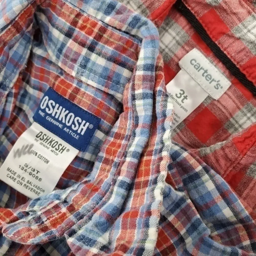 Boys Lot of 2 Shirt‎ Size 3T Plaid Carters Oshkosh